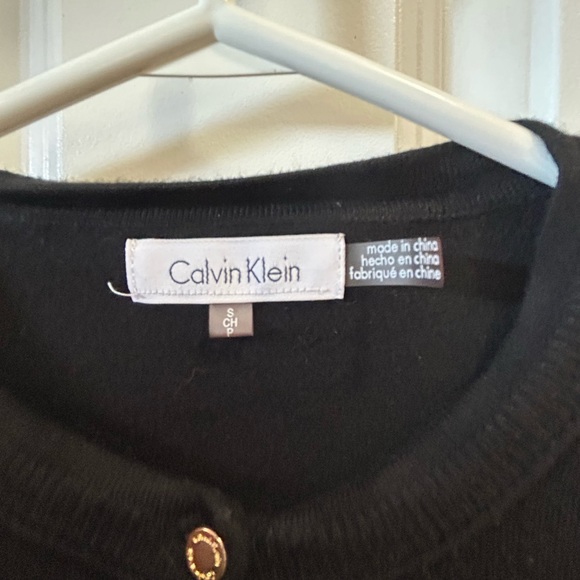 Calvin Klein Ladies Suze Small Black Cardigan with Gold Buttons - Picture 3 of 5